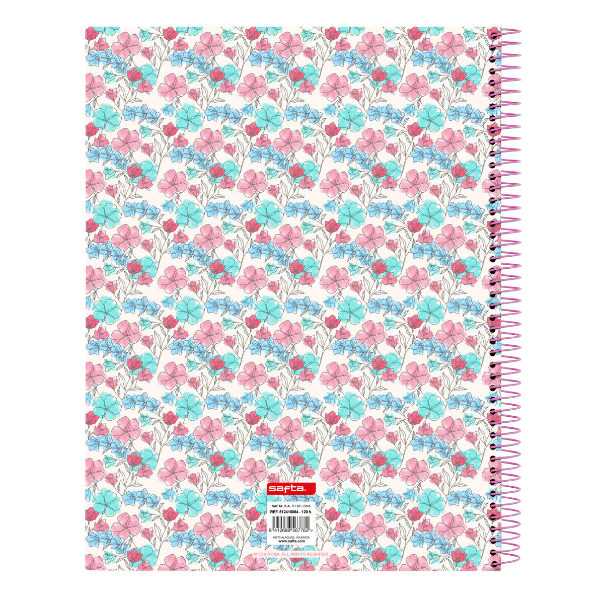 Agenda Moos Flores Multicolore A4 120 Fogli